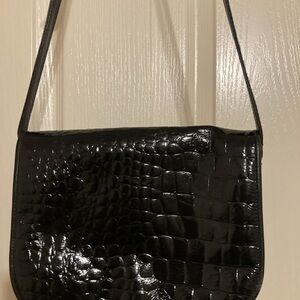 Bonwit Teller patent leather Croc leather purse